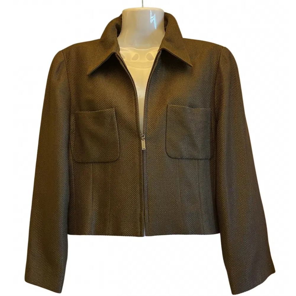 CHANEL Spring 1999 Vintage Zip Cropped Jacket In Linen Blend, FR 38 (US S/M)